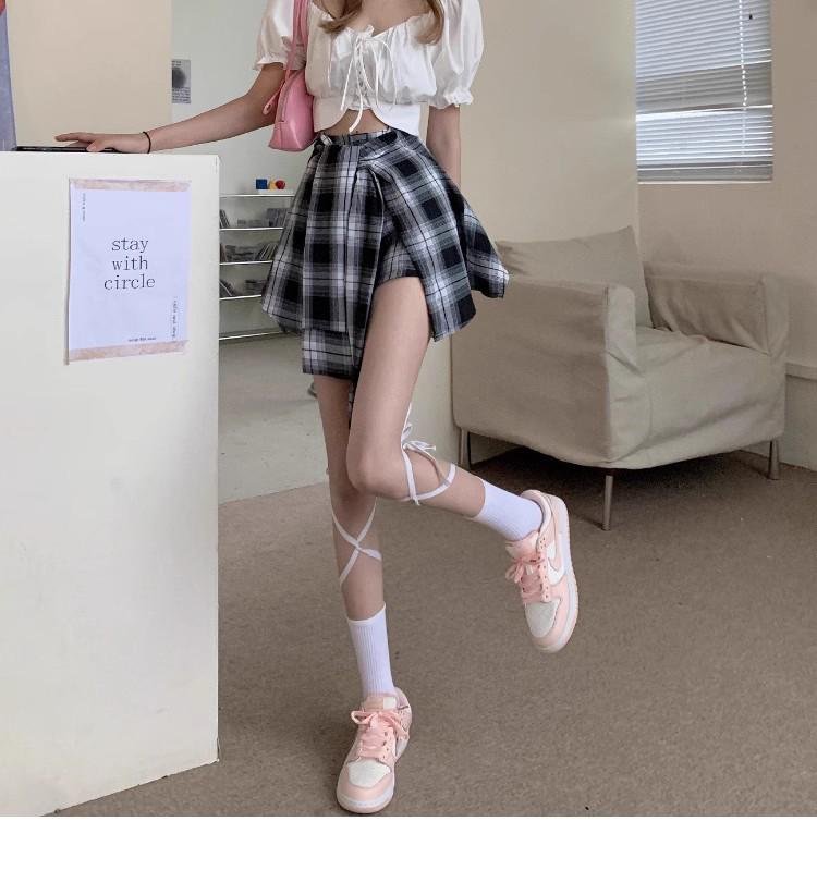 Women's A-Line Plaid Skort with Irregular Design - 2025 Summer Collection