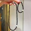 7A High-quality, Ice-clear, and Lustrous Natural Black Onyx and Freshwater Pearl Necklace and Bracelet Set
