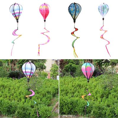 Rotating Design Hot Air Balloon Transparent Material Colorful Design Wind Spinner Glitter Effect Bright Film Garden Windmill