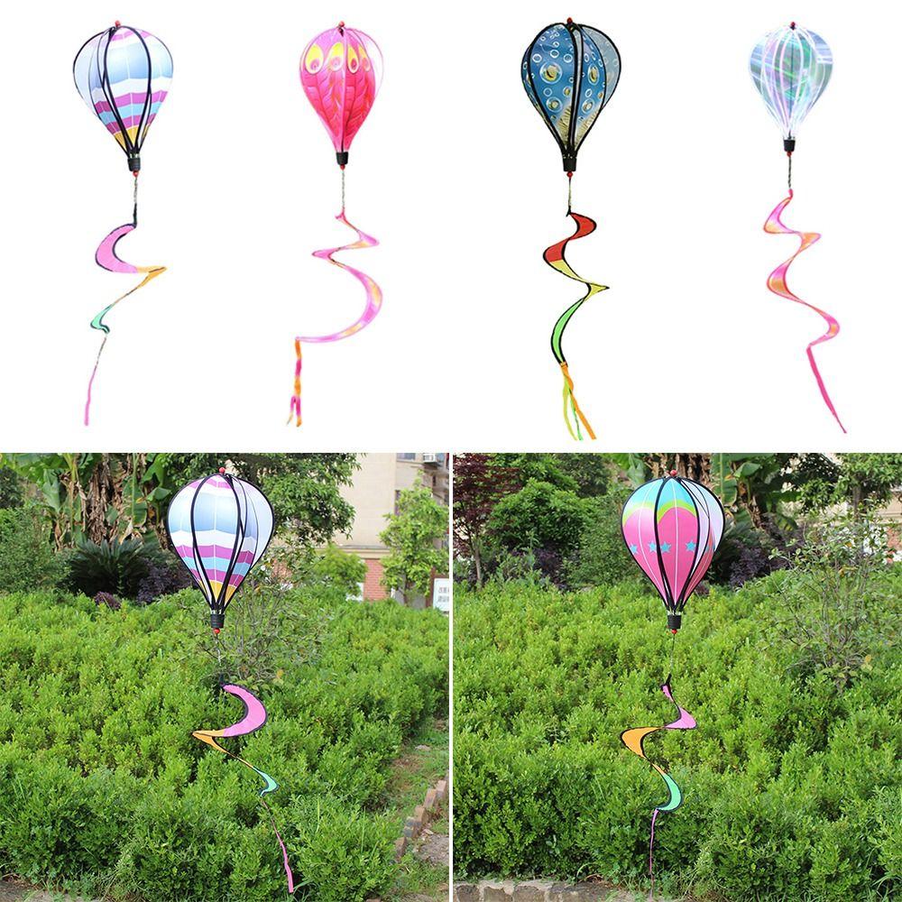 Rotating Design Hot Air Balloon Colorful Design Transparent Material Wind Spinner Glitter Effect Bright Film Wind Twister