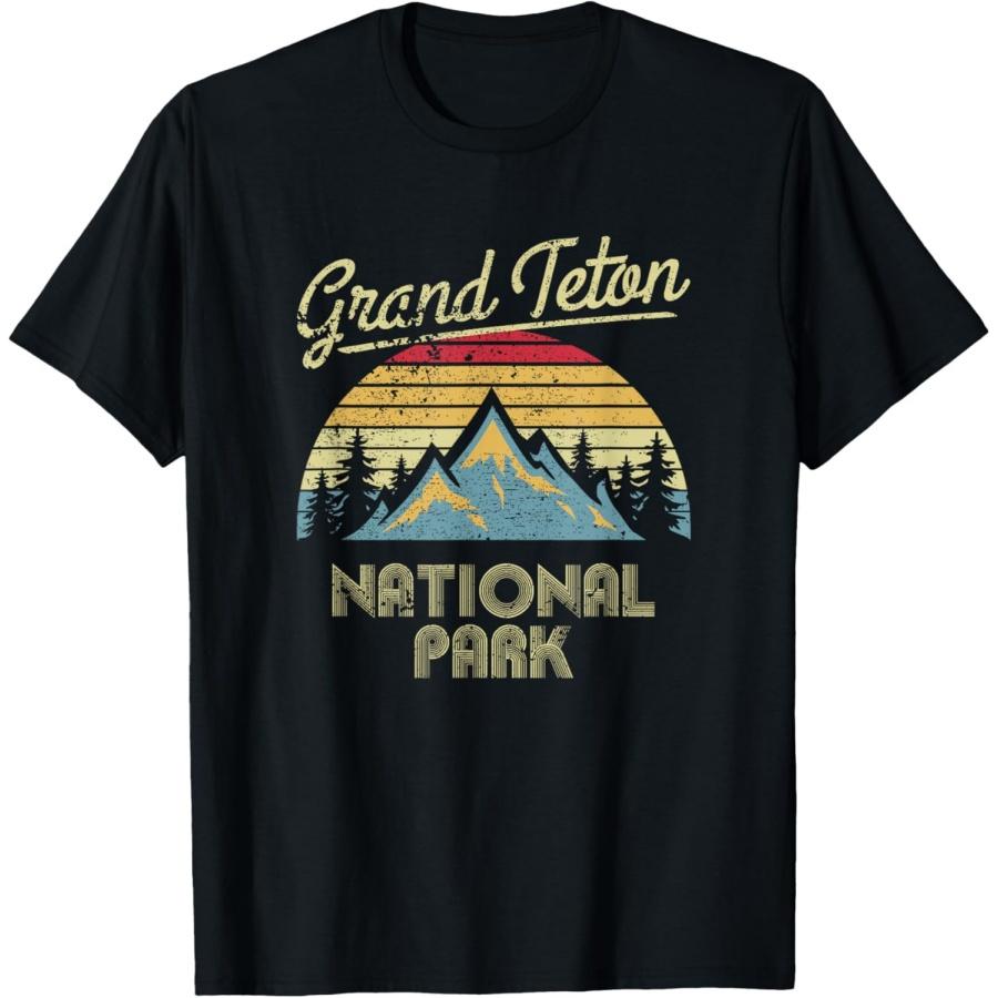 

Vintage Retro Grand Teton Tee - National Park T Shirt T-Shirt XXXXXL чорний