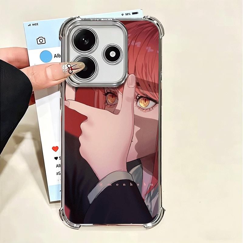 Anime Charakter Makima CSM Vergoldetes Handyhülle Für Xiaomi Poco X5 X6 X7 X8 Pro Max F8 Ultra F7 M8 M7 M5S Redmi 15C 15 14C 13C 13