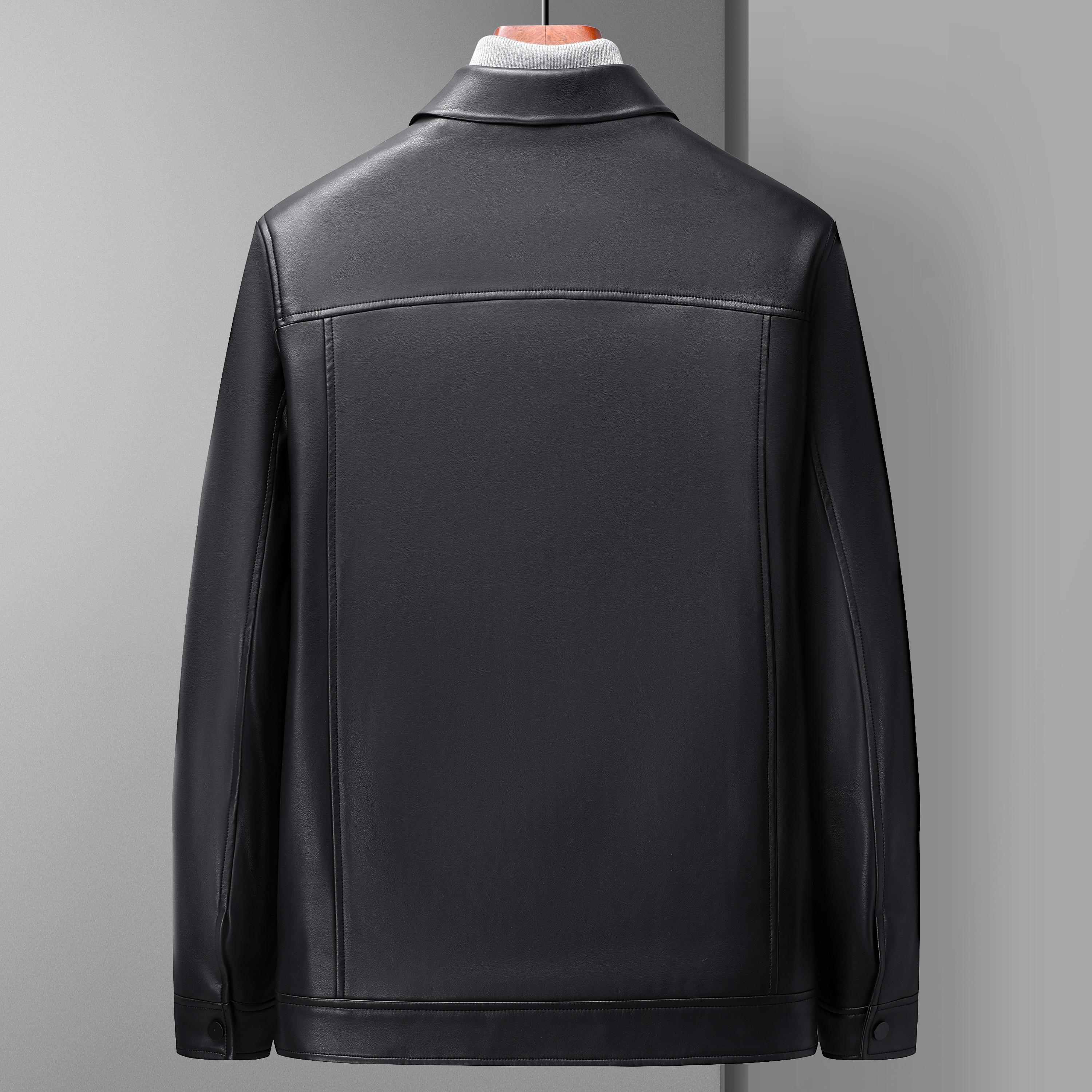 Модная кожаная куртка с воротником — фото 3