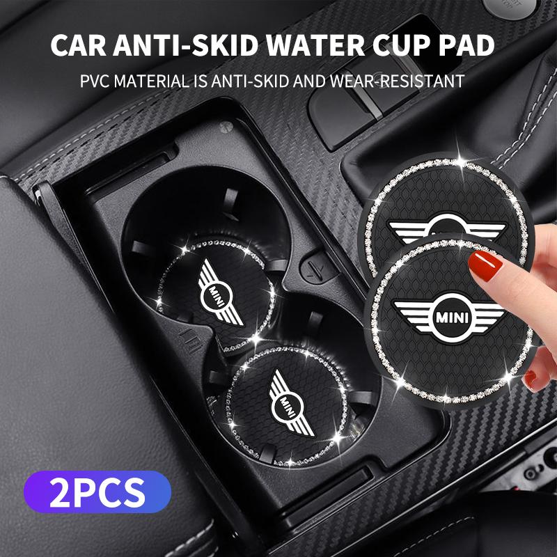 For MINI Cooper Fridge One S F56 R57 R58 R60 JCW Countryman Clubman New Car Coaster Water Cup Bottle Holder Diamond Non-Slip Mat Decoration