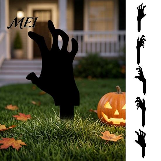 Scary Skeleton Hand Garden Stakes Stake, Halloween Spooky Yard Sign, Party Accessories Acrylic Black Decoration for Lawn Front Outdoor Decorations