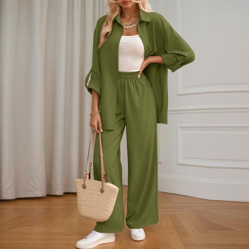 ZANZEA Womens Long Sleeve Blouse and Pants Casual Two Piece Suit Sets