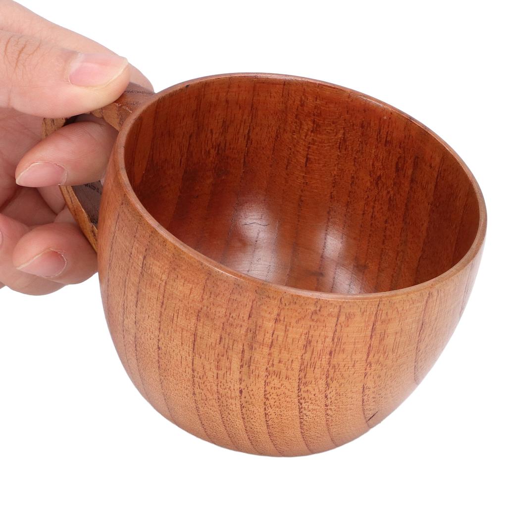 200ml Big Belly Wood Water Cup Simple Tea Wine Coffee Mug Classical Wooden Cup with Handle for Kitchen Study