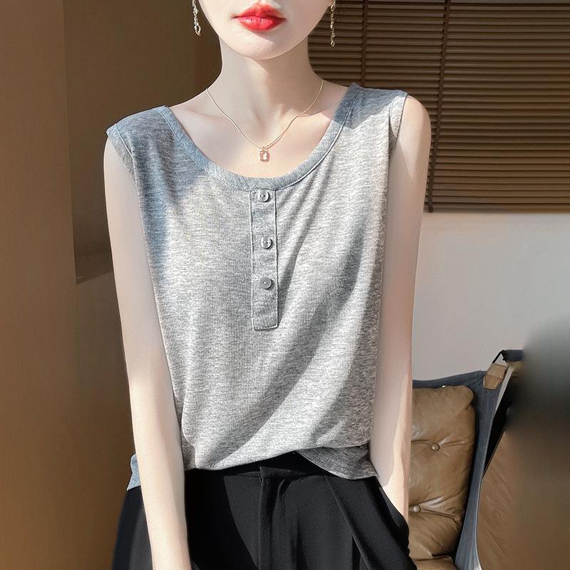 

Женская летняя одежда снаружи внутри со свободным низом и жилетом-халтером XXL серый