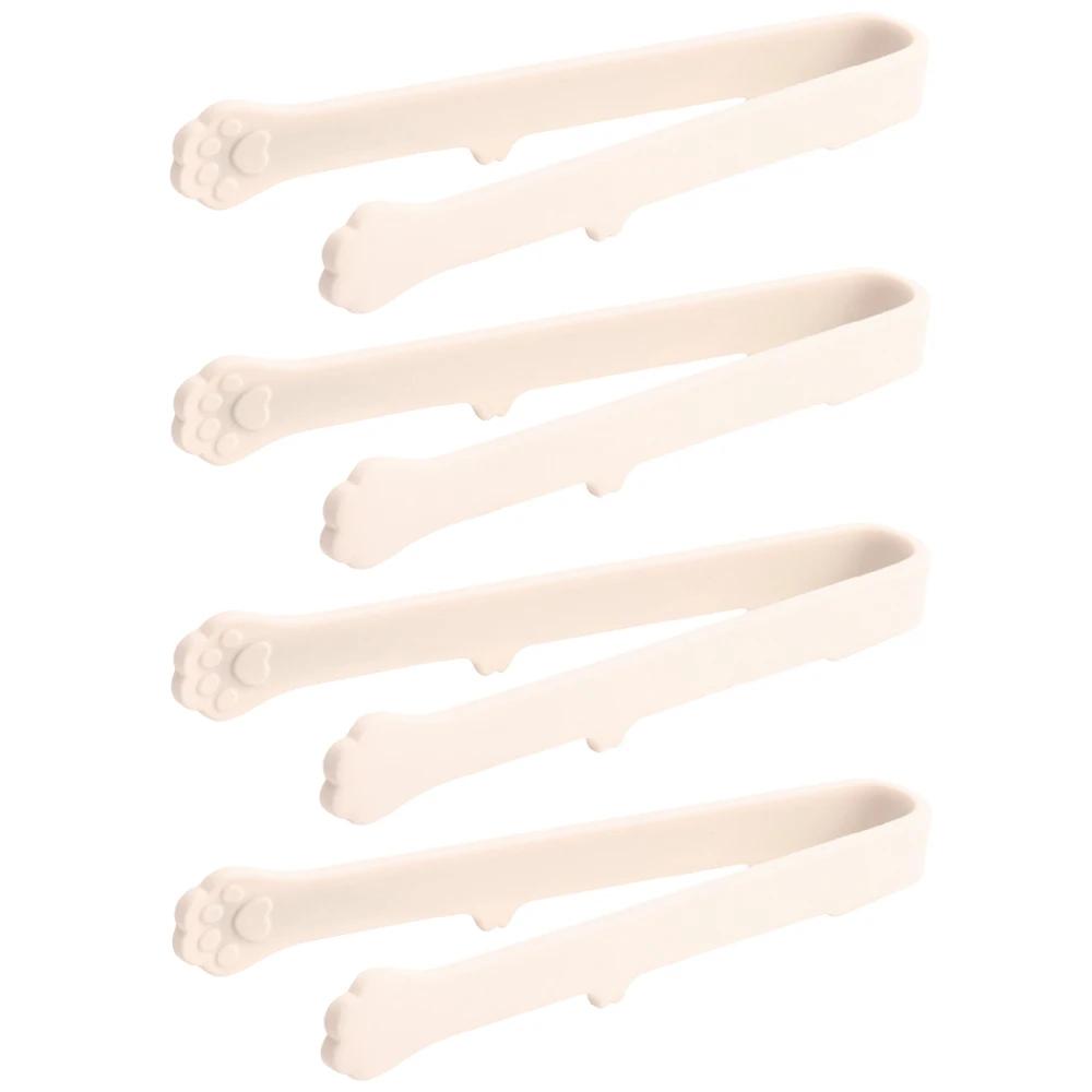 4Pcs/Set Creative Silicone Mini Snack Food Tongs Non-slip Handles BBQ Bread Ice Cube Fruits Clip Kitchen Accessories