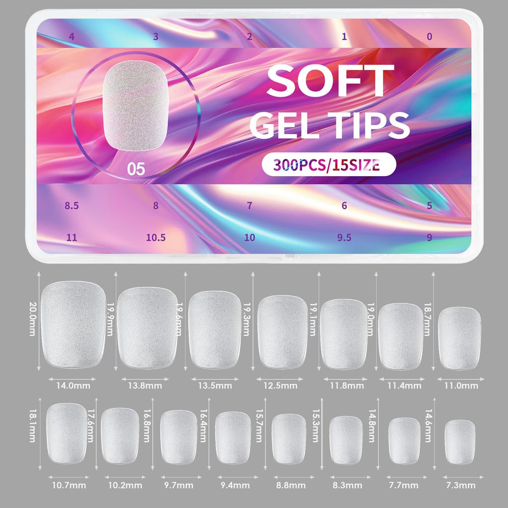 New 300pcs Matte Fake Nails NO Polishing Press On False Nails Medium Short Design High Matt Soft Gel Nail Tips for Extension