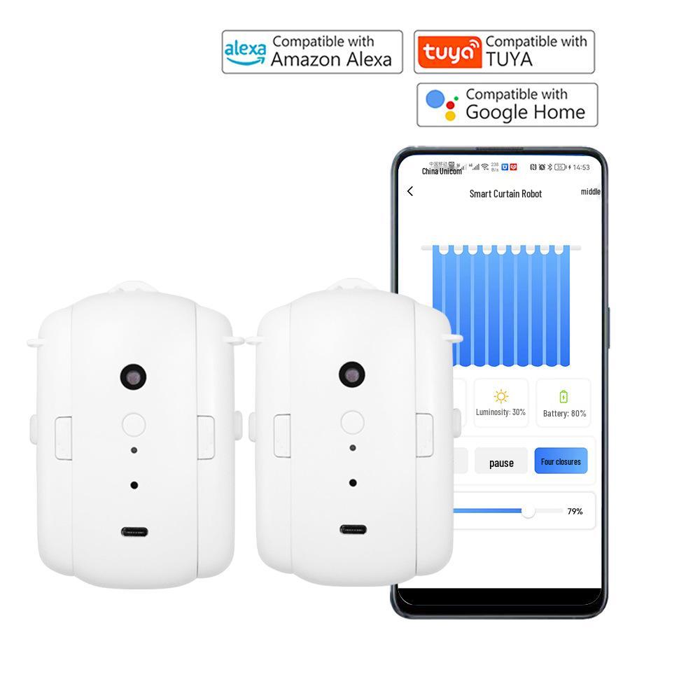 Graffiti Smart WiFi Curtain Motor with Voice Control and Free Track Installation