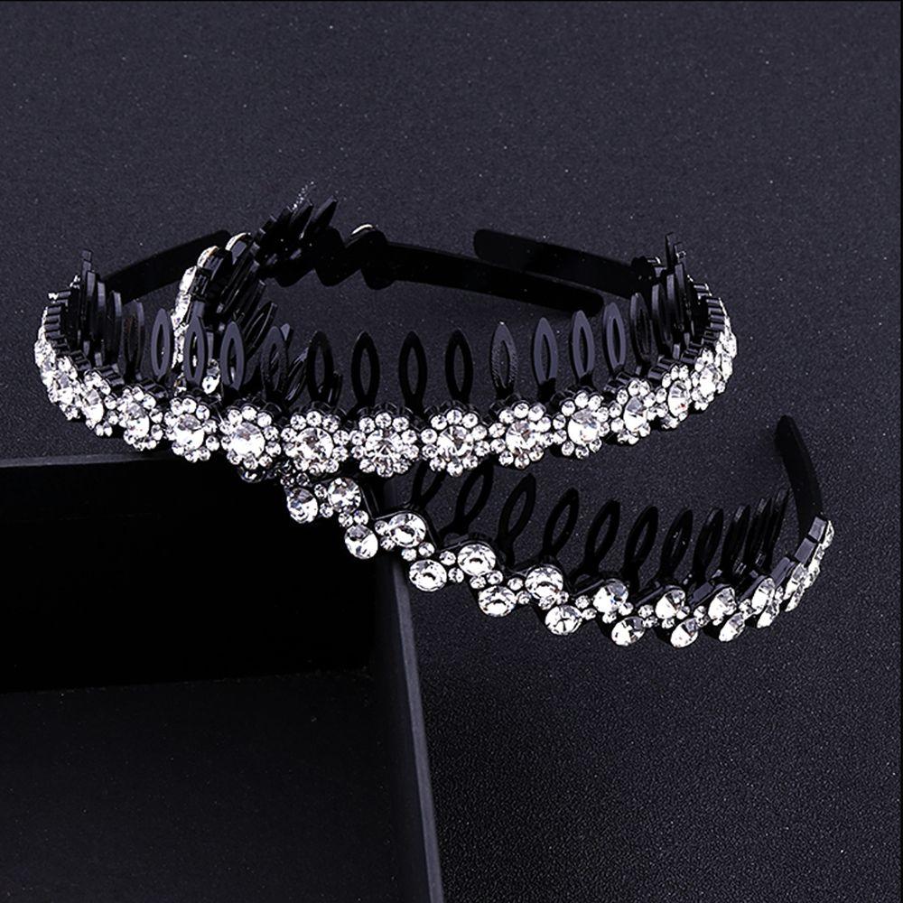 Wave Rhinestones with Gear Female Hairbands Korean Style Headwear Flower Hair Hoop Pearl Headband