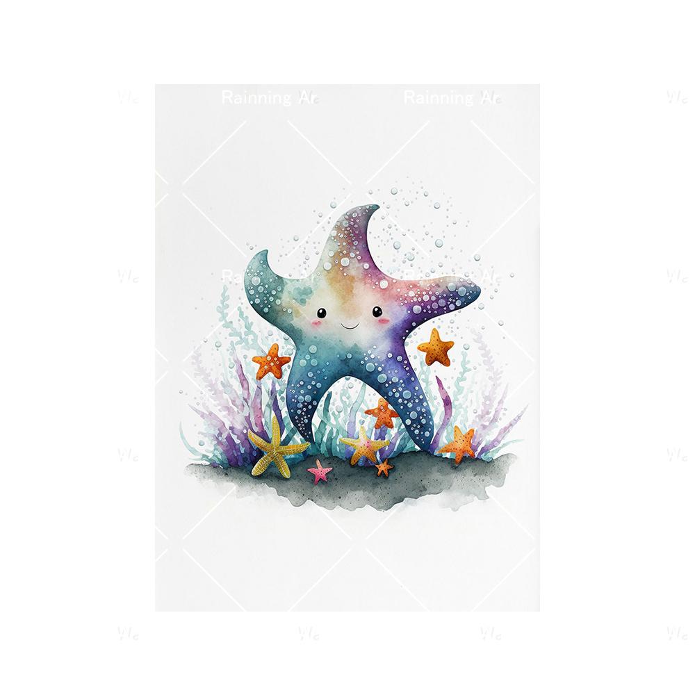 

Морское животное, осьминог, дельфин, морская звезда, подводный мир, детская комната, настенная живопись, картины, декор для детской комнаты 21x30cm No Framed