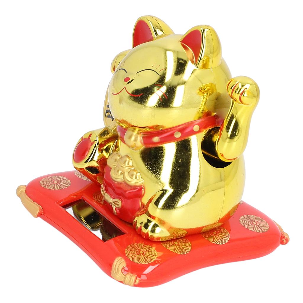 Szczęśliwy Machający Kot Zasilany Energią Słoneczną Machający Ręką Kot Szczęścia Realistyczny Plastikowy Ornament Kota Witającego Bogactwo