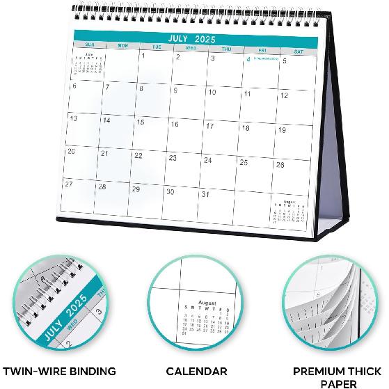 2026 Desk Calendar - Desk Calendar from January 2026 - December 2026, 10" x 8.3" Calendar Desk, 12 Months Standing Flip 2026 Desktop Calendars
