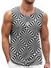 Canottiera Uomo Retro Geometrica Stampata 3D Estiva Casual Girocollo Tendenza Moda Gilet Senza Maniche Ampio Traspirante Top Sportivi