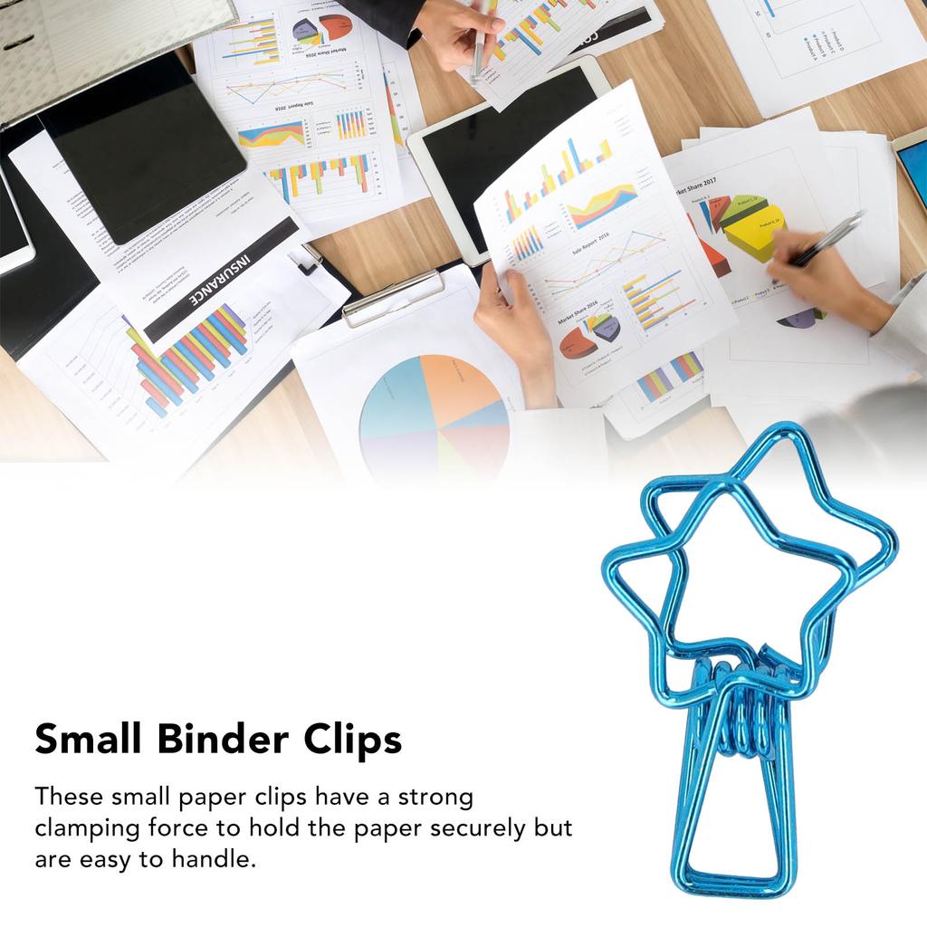 100pcs Star   Clips for Student Cute Cartoon Strong Clamping Force Sturdy Metal Paper Clamps for Account Tickets