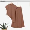 ZANZEA Women Short Sleeve Irregular Blouse and Pants Summer Two Piece Suit Sets