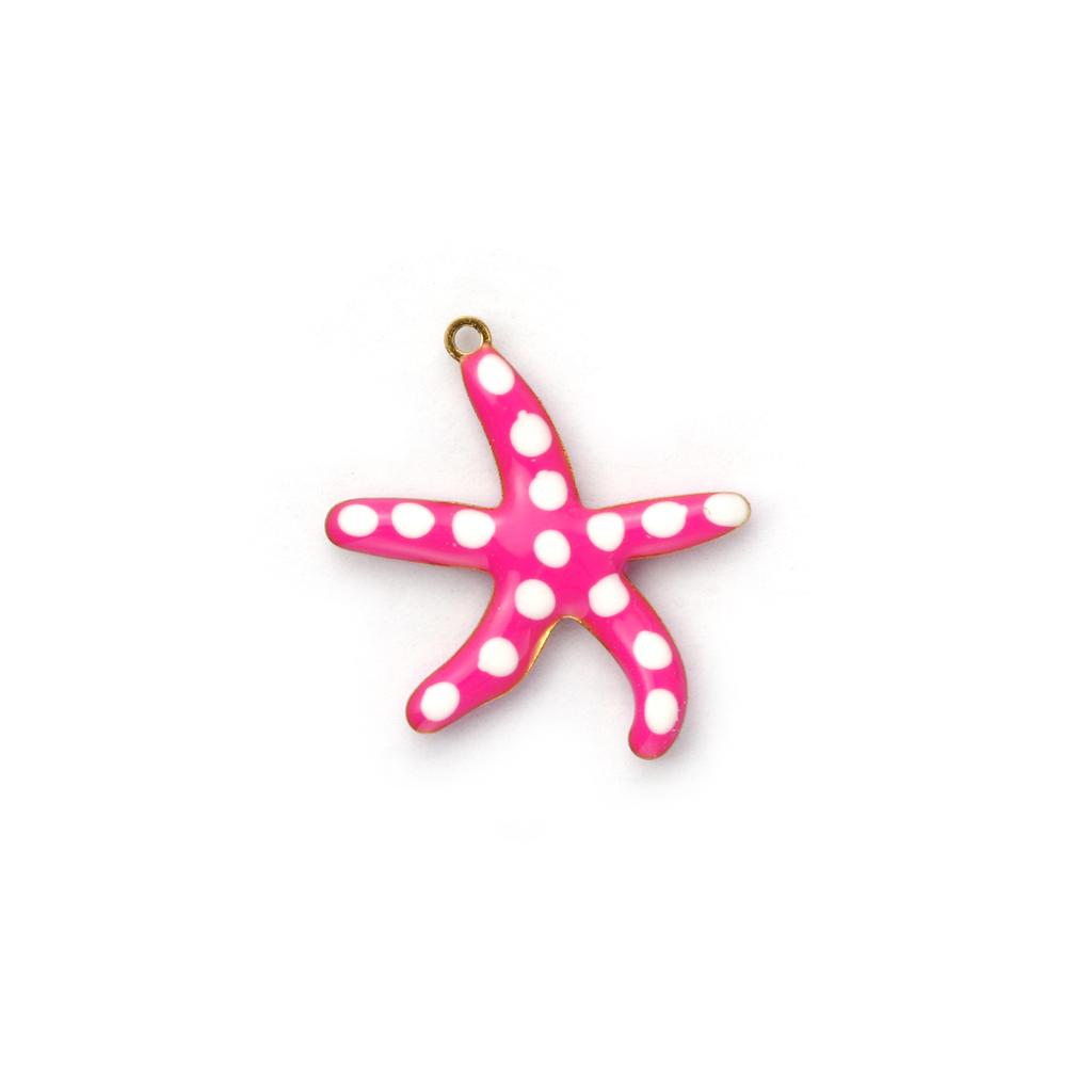 2 Stück 304 Edelstahl Meeres Schmuck Seestern Fisch Anhänger 18 Karat Vergoldet Doppelseitig Emaille Anhänger Für DIY Halsketten Herstellung