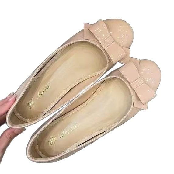 Soft Leather Version~ Small Inner Height Increase Single Shoes 2025 Spring and Summer New Bow Small Fragrant Style with Skirt Ballet Shoes