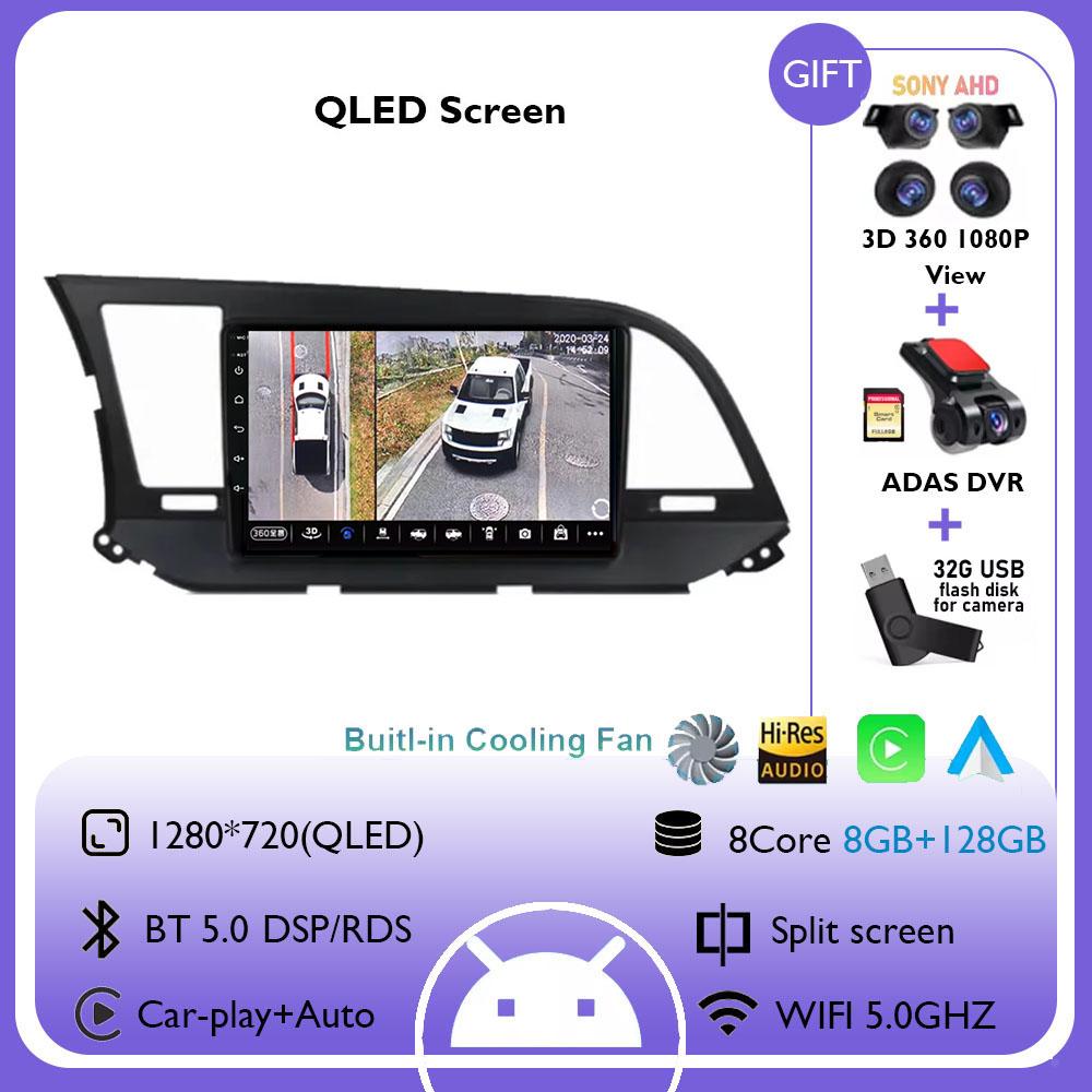 Android 14 Car Radio For Hyundai Elantra 6 2015 2016 2017 2018 Multimidia Video Player GPS Navigaion Split Screen DPS 360 Camera