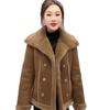 Double-Breasted Lapel Leather-Fur Jacket: Stylish, Chic, Versatile, Loose-Fit Women's Casual Top