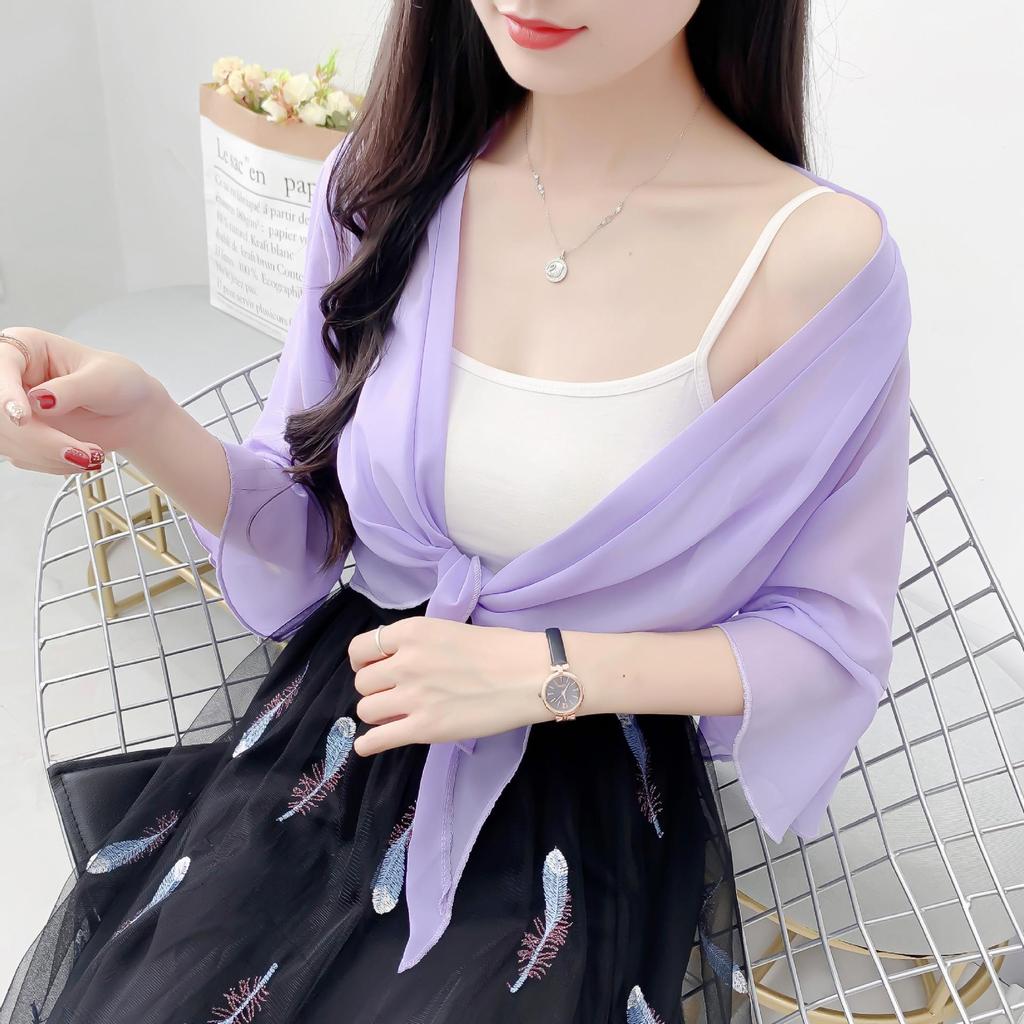 Summer 2026 Women's French Chiffon Sun Protection Cardigan Shawl