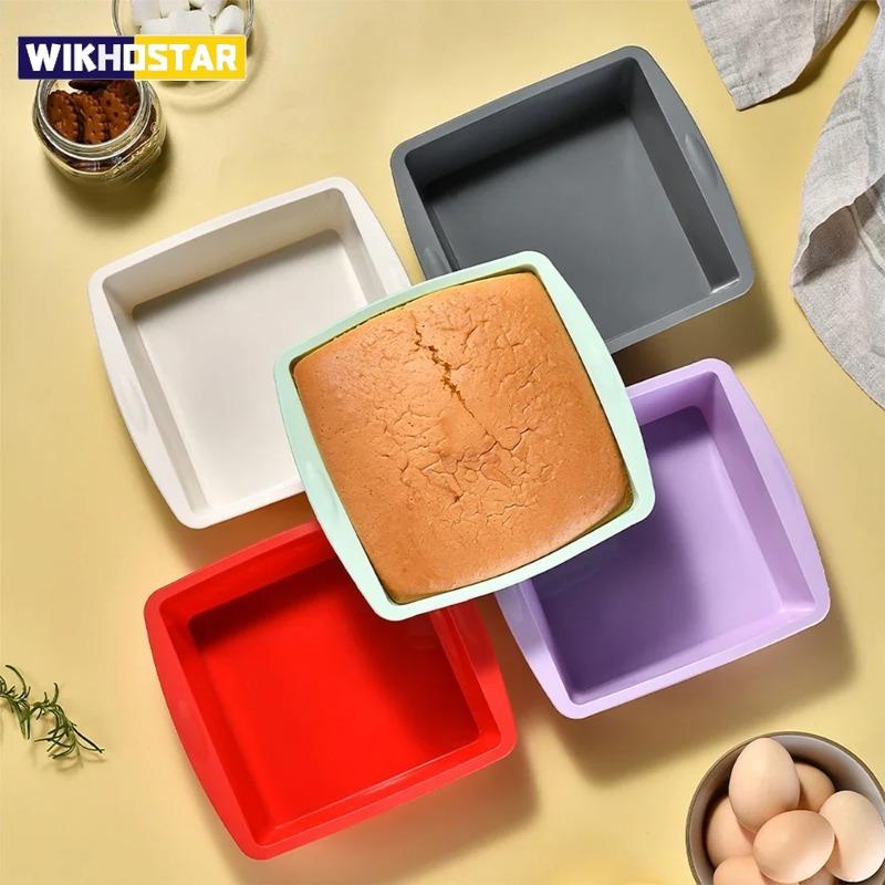 1Pc Silicone Square Cake Plate Non-Stick Brownie Pot with Anti-Slip Handle Oven and Air Fryer Safe Perfect for Baking Cakes