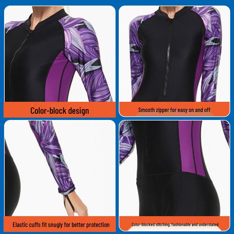 Dames Zonnebescherming Wetsuit met Lange Mouwen - Slank Makend Surf & Duik Eendelig Zwempak