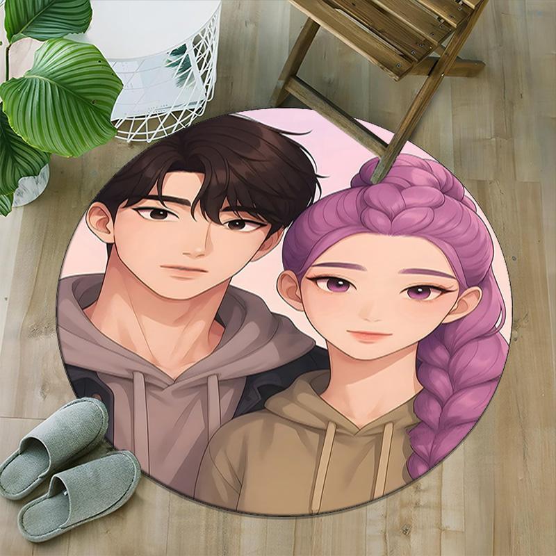 1pc KPop Demon Hunters RUMI8 Print Round Carpet Chair Round Carpet Suitable for Bedroom Living Room Home Decorative Carpet