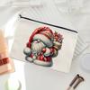 baizihuahu Cosmetic Storage Bag, with Black Zipper Smooth Opening, Thick Wear-Resistant Canvas Pouch, Christmas Pattern Printed Multipurpose