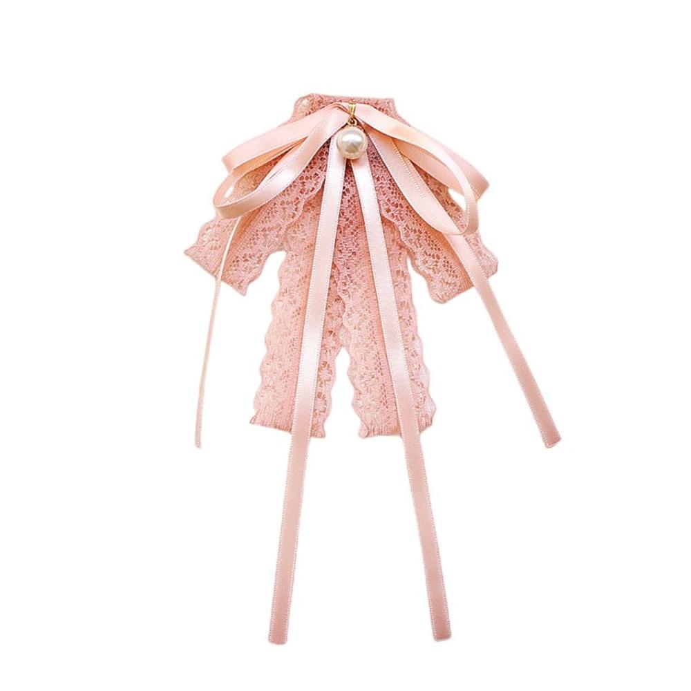 Pearl Bowknot Brooch Ribbon Bowtie Fashion Shirt Dress Collar Pins Clothing Accessories