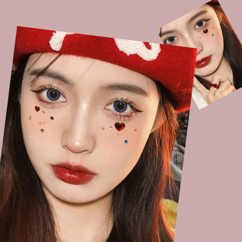 1pc Disposable Rhinestones Sticker Red Face EyeTeardrop Makeup Crystal Tattoo Sticker Children's Stage Show Face Eyes Decoration