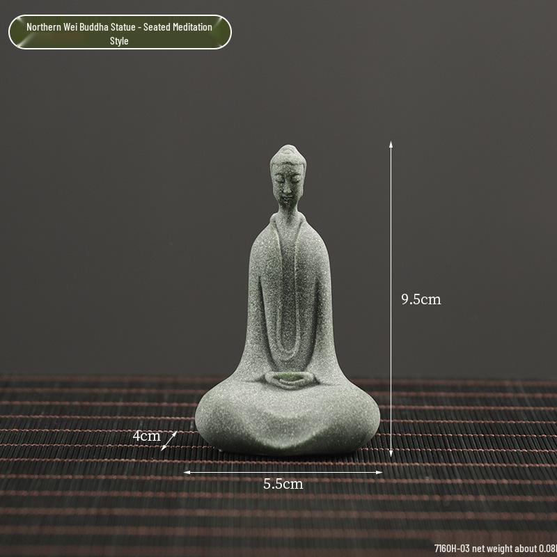 Qing Sha Shi Zen Kuzey Wei Budist Heykeli: Bonsai veya Mikro Peyzaj için Yaratıcı Taş Oymalı Süs.