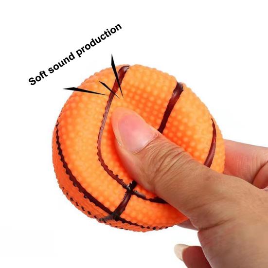 Pet Chew Toy Simulated Basketball Shape Bite-Resistant Molar Teeth Cleaning Dog Toy Interactive Soft Sound Boredom Relief Pet Toy