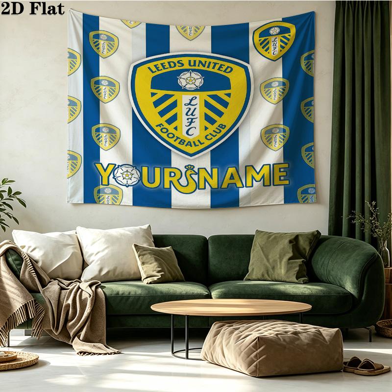 Custom Name Leeds United2 Printed Tapestry – Wall Hanging for Bedrooms, Dorms, and Home Decor
