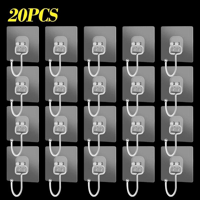 Duży Haczyk Samoprzylepny PVC Stal Nierdzewna Przezroczysty Wielofunkcyjny Uchwyt Ścienny Wieszak na Drzwi Organizer do Przechowywania w Kuchni Dom