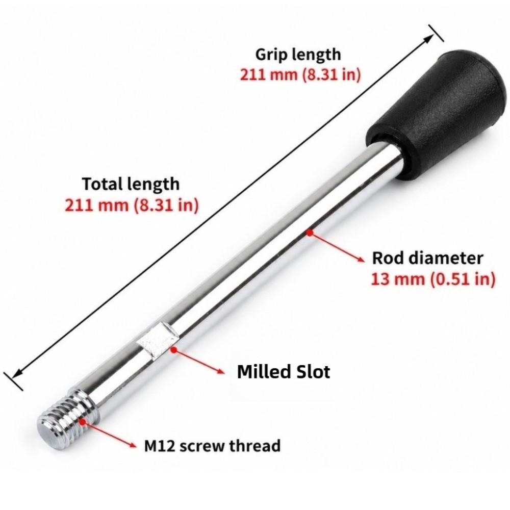 3 PCS Carbon Steel Machine Handle Rod M12 Thread Lathe Handle Rod Milling Machines