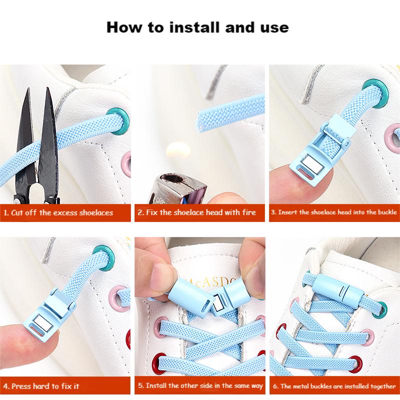 No Tie Shoe Laces Elastic Sneakers Shoelaces Multicolor Magnetic Lock Shoelace Kids Adult Quick Laces One Size Fits All Shoes