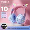 BT618 Cat Ear Gradient Bluetooth Wireless Gaming Headphones