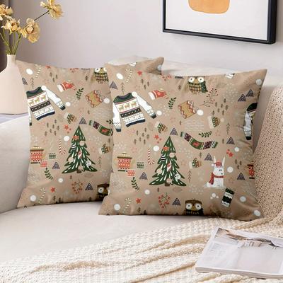 1 Stück Weihnachts-Muster Dekorative Kissenbezüge Polyester-Kissenbezug, Sofa Dekorationskissenbezug Kopfteilkissen