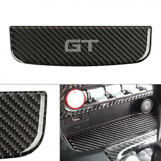 Carbon Fiber Interior Storage Box Trim Cover Fit For 2015-2019 Ford Mustang