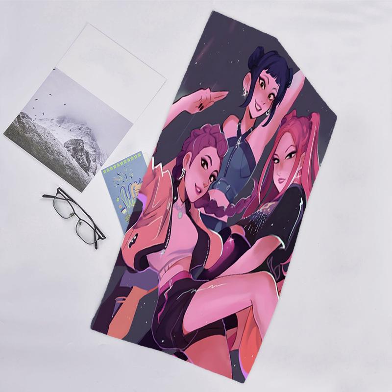 1pc KPop Demon Hunters6 Beach Towel, Beach and Seaside Swimming Pool Equipment, Fashion Pattern, Rectangular, Travel Essentials