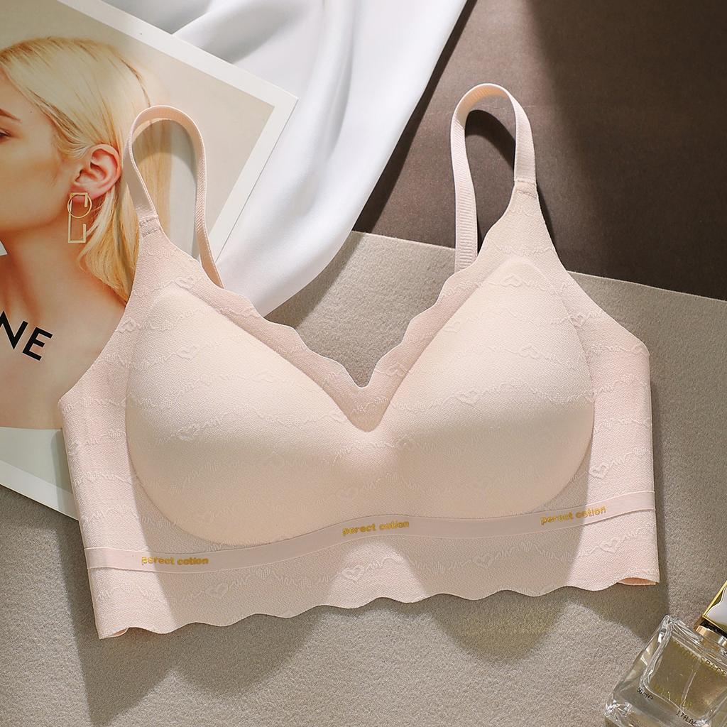 Jelly glue seamless breathable sports thin without steel ring bra gather and close the breasts