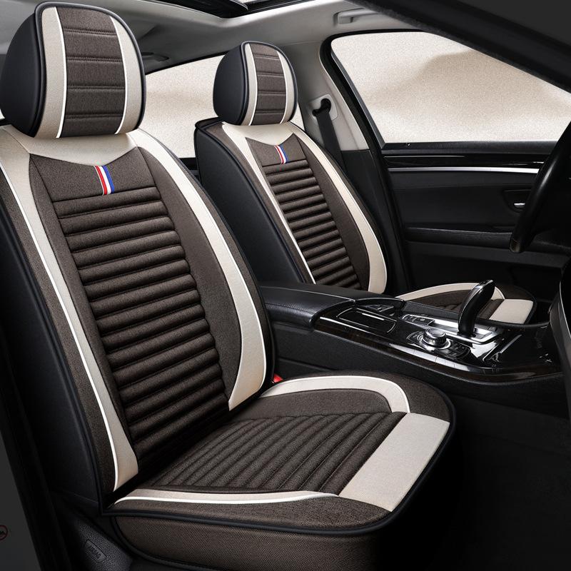 1PC Upgrade Durable Breathable Non-slip Four-season Universal Protector Front Seat Cushion Luxury Linen Front Seat Cover