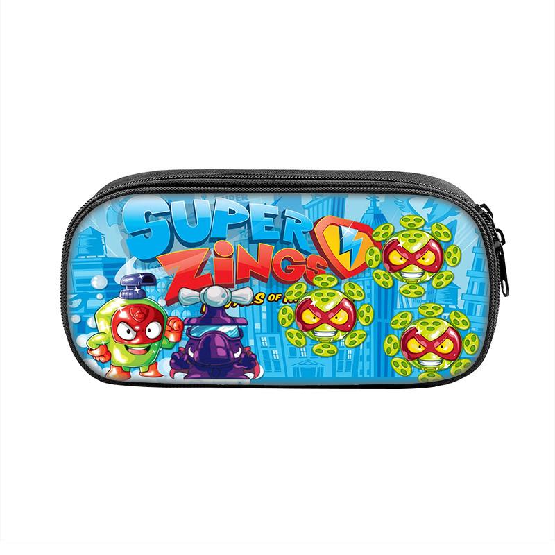Super Zings Cartoon Pen Box Bag for Student Big Capacity School Supplies Zipper Game Pencilcases Children's Birthday Gift