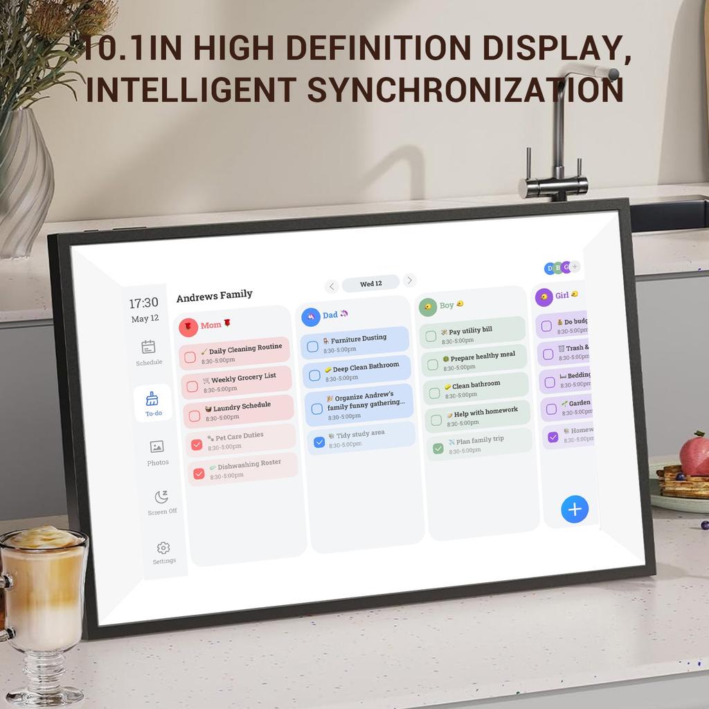10.1in HD Touchscreen Family Planner with Switchable Digital Photo Frame Smart Digital Calendar for Home