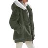 Women Loose Plush Hooded Jacket Casual Solid Color Zippered With Pockets