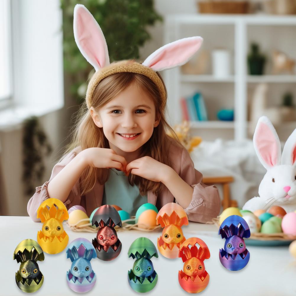 3d Printed Egg Decoration Easter Egg Ornament Easter Bunny Ear Egg Ornament with Detachable Figurine 3d Printed Holiday
