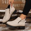 Autumn New Retro Design Casual Zipper Short Boots for Women Comfortable Versatile Non Slip Fashion Thick Soled Ankle Boots